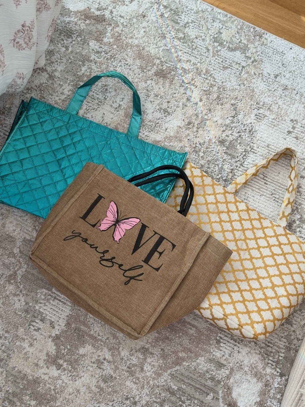 Three tote bags. Good condition